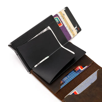 Genuine Leather Wallets For Apple Airtag Case Multi Card Holder Men Wallet Credit Card Holder Vintage Purses With Money Clips