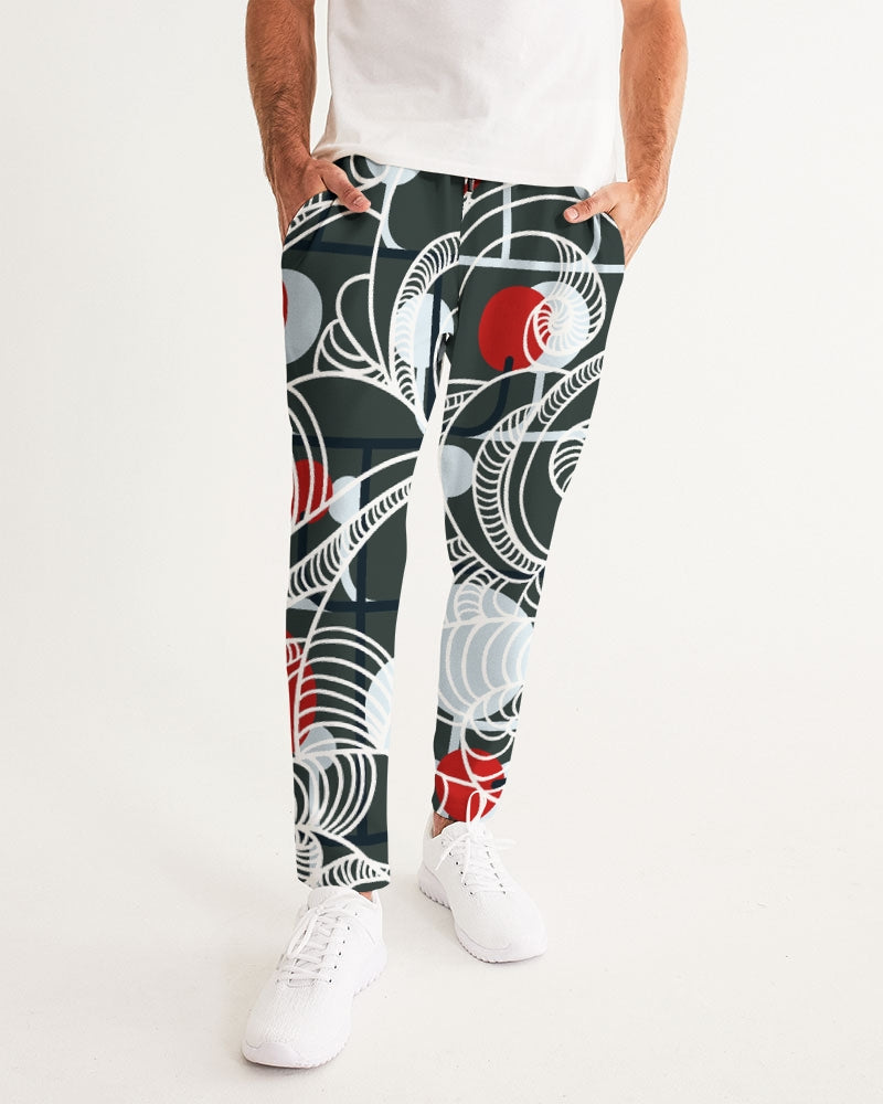 CREATIVE RED AND BLACK SWIRLS CREATED BY FLIPSTYLEZ Men's Joggers
