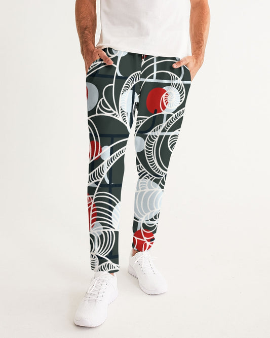 CREATIVE RED AND BLACK SWIRLS CREATED BY FLIPSTYLEZ Men's Joggers