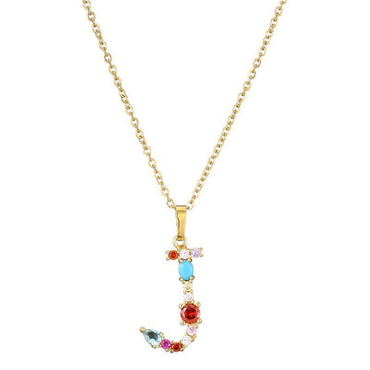GEMSTONE LETTER NECKLACE