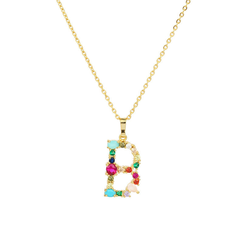 GEMSTONE LETTER NECKLACE