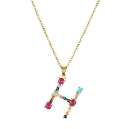 GEMSTONE LETTER NECKLACE