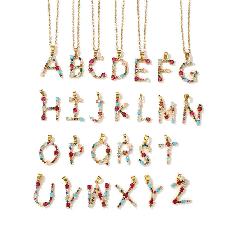 GEMSTONE LETTER NECKLACE