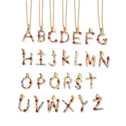 GEMSTONE LETTER NECKLACE