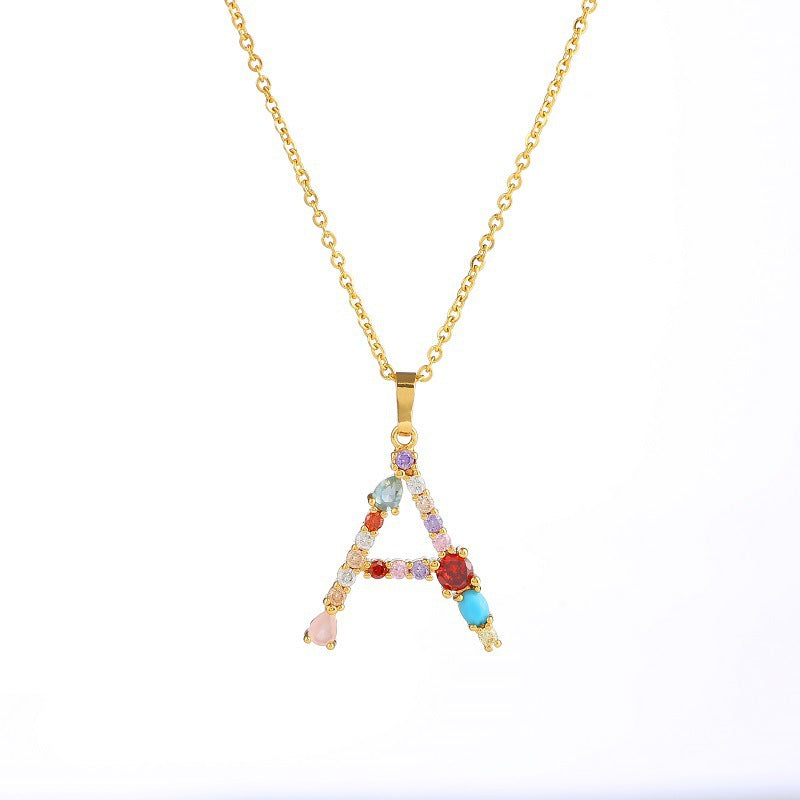 GEMSTONE LETTER NECKLACE