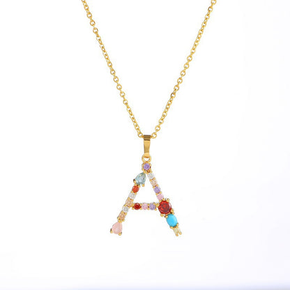 GEMSTONE LETTER NECKLACE