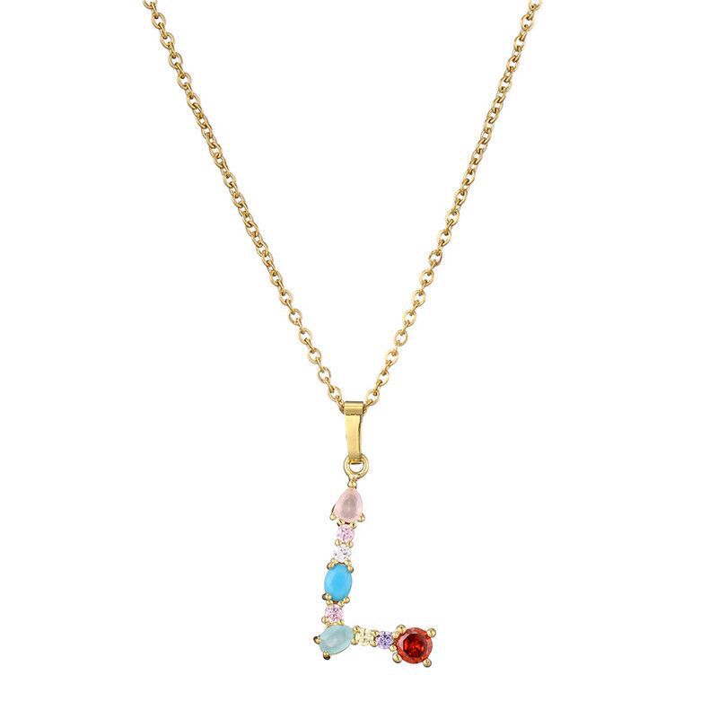 GEMSTONE LETTER NECKLACE