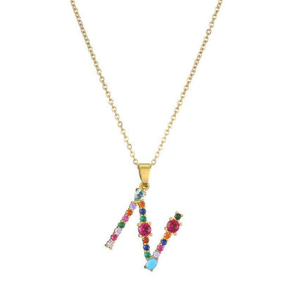 GEMSTONE LETTER NECKLACE