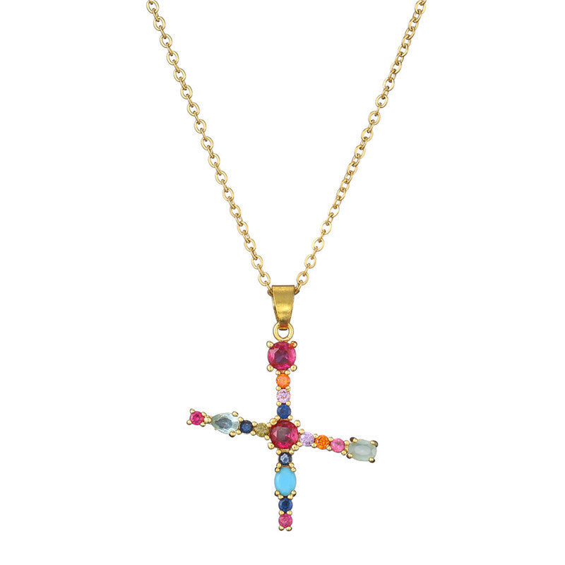 GEMSTONE LETTER NECKLACE