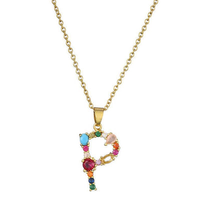 GEMSTONE LETTER NECKLACE