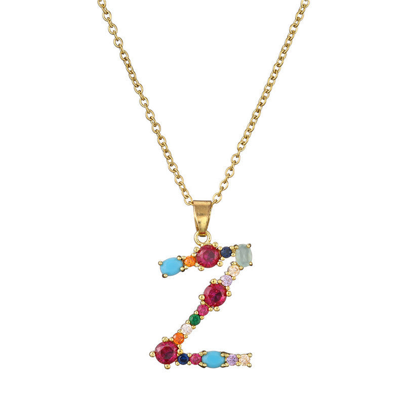 GEMSTONE LETTER NECKLACE