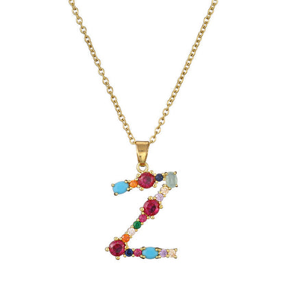 GEMSTONE LETTER NECKLACE