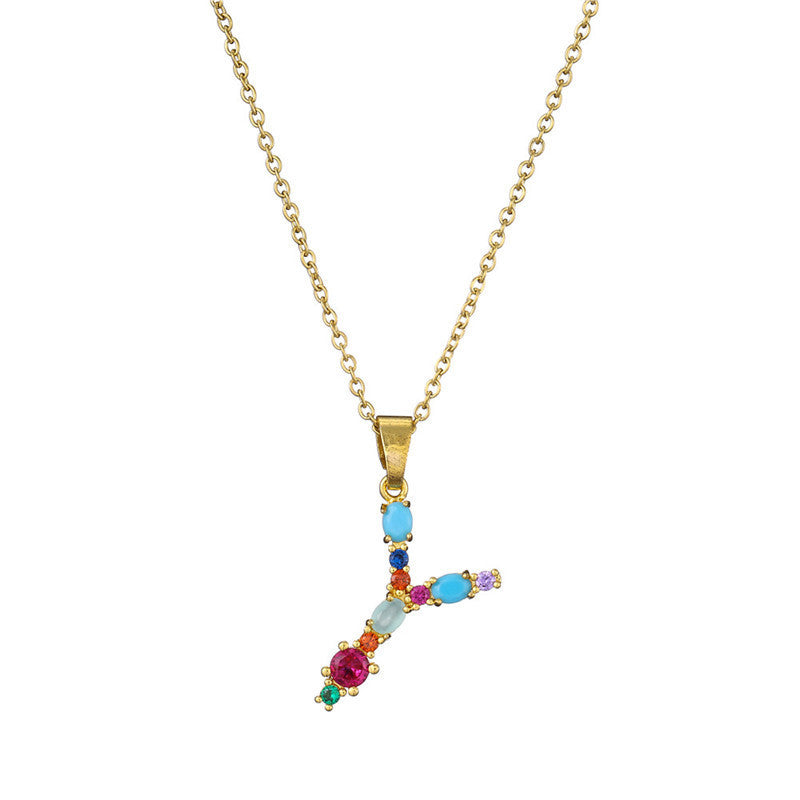 GEMSTONE LETTER NECKLACE