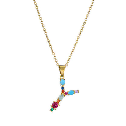 GEMSTONE LETTER NECKLACE