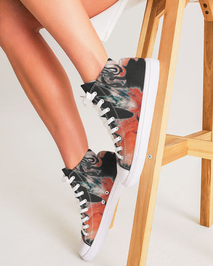 STREATWEAR GRUNGE RED AND BLACK CREATED FLIPSTYLEZ Women's Hightop Canvas Shoe