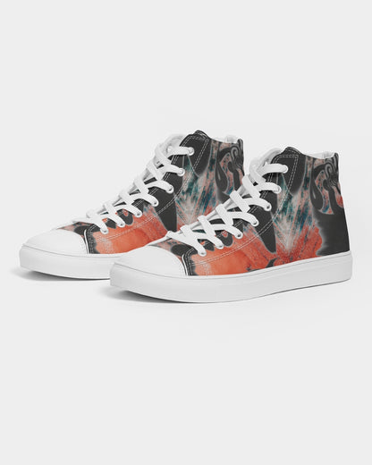 STREATWEAR GRUNGE RED AND BLACK CREATED FLIPSTYLEZ Women's Hightop Canvas Shoe