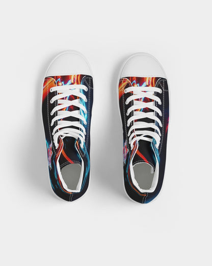 ELECTRICLY BLUE AND RED DESIGN BY FLIPSTYLEZ Women's Hightop Canvas Shoe