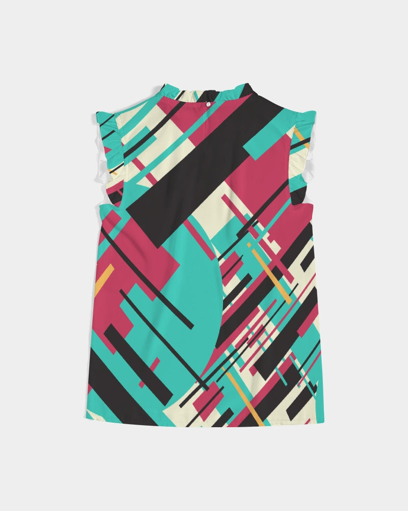 CREATIVE ABSTRACT CREATED BY FLIPSTYLEZ Women's Ruffle Sleeve Top