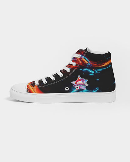 ELECTRICLY BLUE AND RED DESIGN BY FLIPSTYLEZ Women's Hightop Canvas Shoe