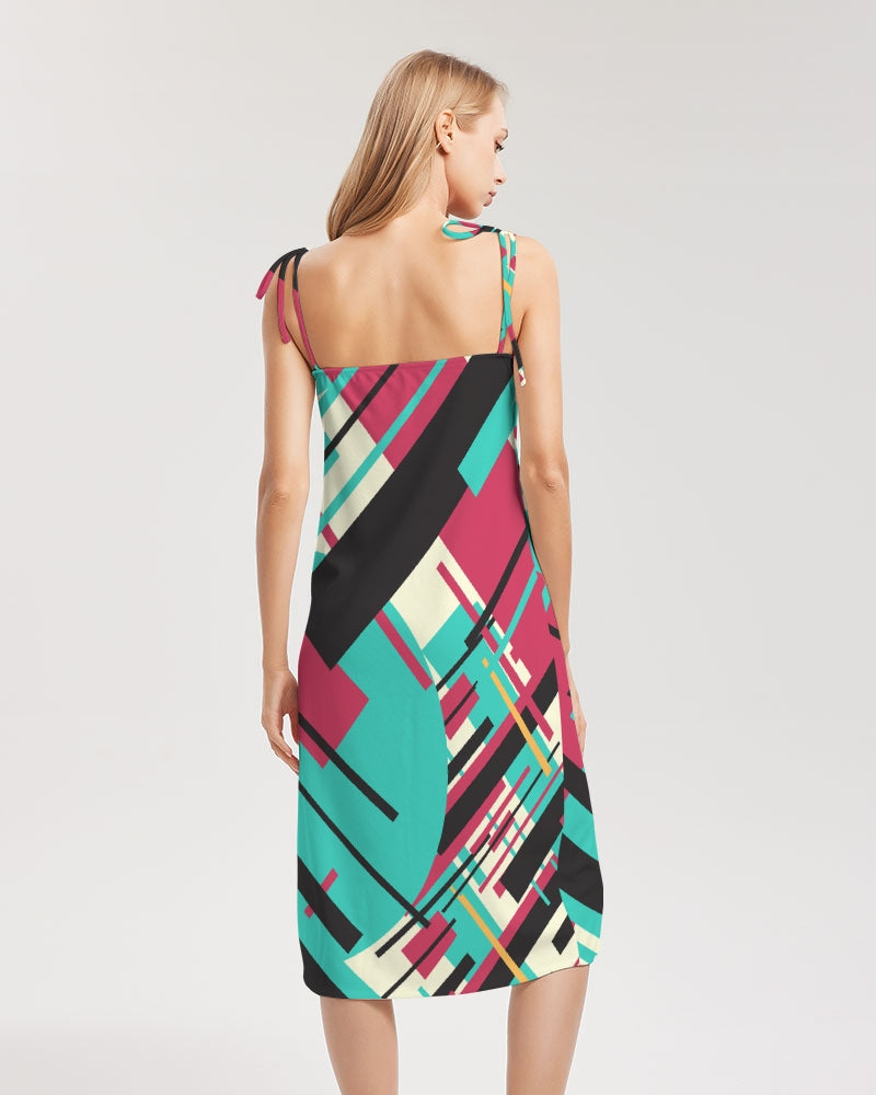 CREATIVELY FUN ABSTRACT CREATED FLIPSTYLEZ Women's Tie Strap Split Dress