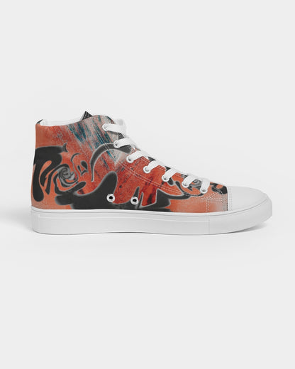 STREATWEAR GRUNGE RED AND BLACK CREATED FLIPSTYLEZ Women's Hightop Canvas Shoe