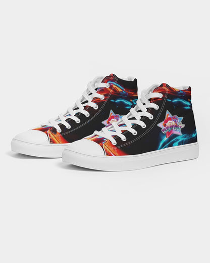 ELECTRICLY BLUE AND RED DESIGN BY FLIPSTYLEZ Women's Hightop Canvas Shoe