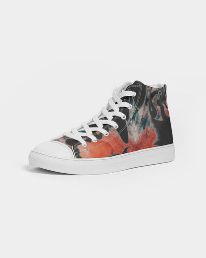 STREATWEAR GRUNGE RED AND BLACK CREATED FLIPSTYLEZ Women's Hightop Canvas Shoe