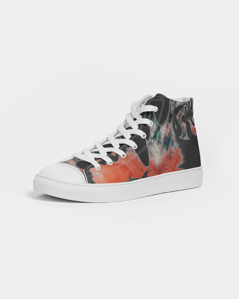 STREATWEAR GRUNGE RED AND BLACK CREATED FLIPSTYLEZ Women's Hightop Canvas Shoe