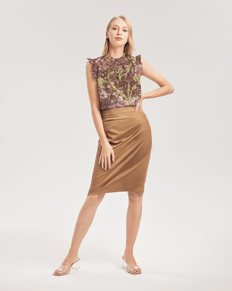 BEAUTIFUL PURPLE GITTER DESIGN CREATED BY FLIPSTYLEZ Women's Ruffle Sleeve Top