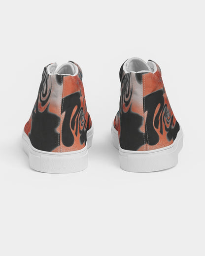STREATWEAR GRUNGE RED AND BLACK CREATED FLIPSTYLEZ Women's Hightop Canvas Shoe