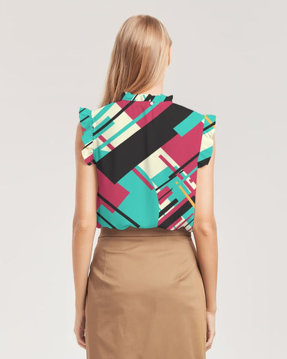 CREATIVE ABSTRACT CREATED BY FLIPSTYLEZ Women's Ruffle Sleeve Top