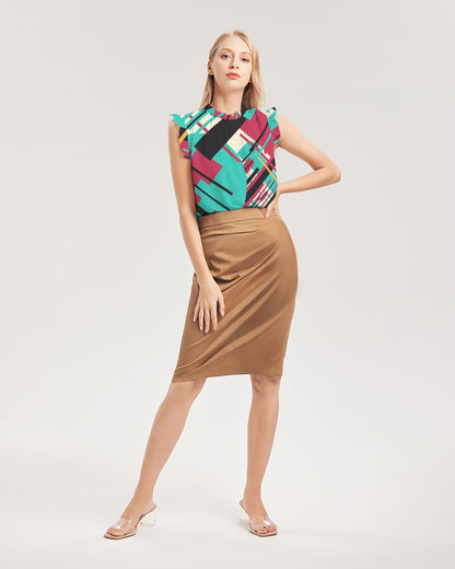 CREATIVE ABSTRACT CREATED BY FLIPSTYLEZ Women's Ruffle Sleeve Top