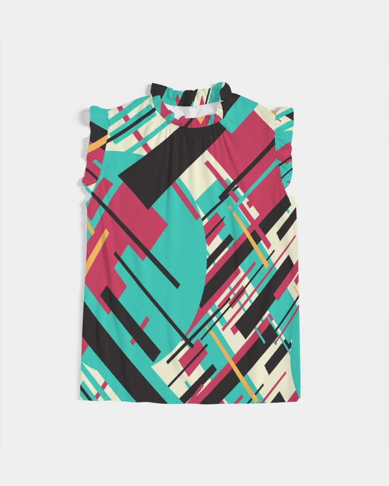 CREATIVE ABSTRACT CREATED BY FLIPSTYLEZ Women's Ruffle Sleeve Top