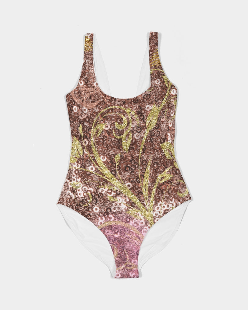 BEAUTIFUL PURPLE GITTER DESIGN CREATED BY FLIPSTYLEZ Women's One-Piece Swimsuit