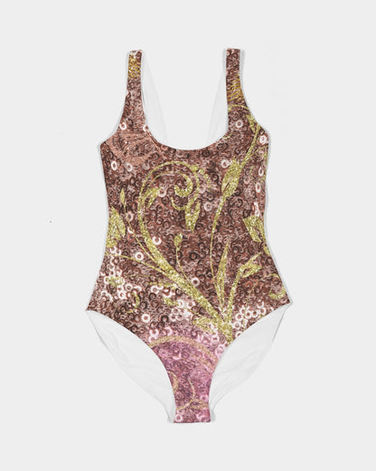 BEAUTIFUL PURPLE GITTER DESIGN CREATED BY FLIPSTYLEZ Women's One-Piece Swimsuit