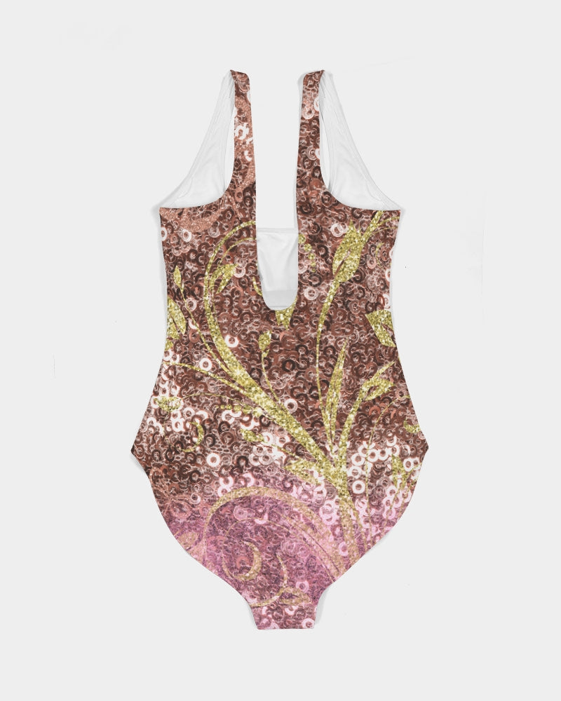 BEAUTIFUL PURPLE GITTER DESIGN CREATED BY FLIPSTYLEZ Women's One-Piece Swimsuit