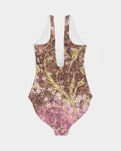 BEAUTIFUL PURPLE GITTER DESIGN CREATED BY FLIPSTYLEZ Women's One-Piece Swimsuit