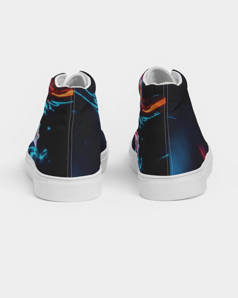 ELECTRICLY BLUE AND RED DESIGN BY FLIPSTYLEZ Women's Hightop Canvas Shoe