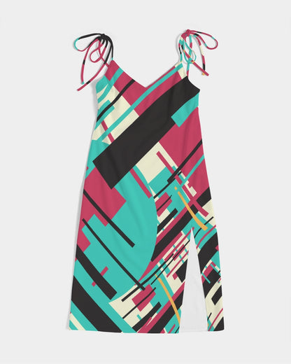 CREATIVELY FUN ABSTRACT CREATED FLIPSTYLEZ Women's Tie Strap Split Dress