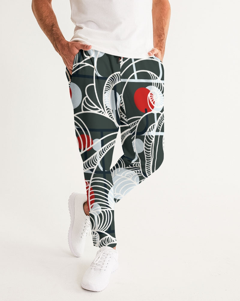 CREATIVE RED AND BLACK SWIRLS CREATED BY FLIPSTYLEZ Men's Joggers